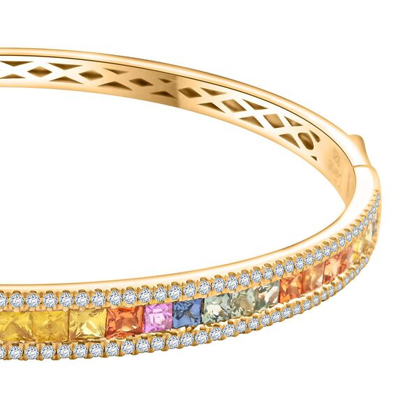 CLARTE Prima - AA Mehrfarbiger Saphir Armreif, ca. 18.5 cm, 925 Silber Gelbgold, ca. 5.40 ct image number 3