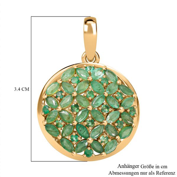 Kagem Sambischer Smaragd Anhänger 925 Silber 750 Gelbgold Vermeil ca. 3,18 ct. image number 6