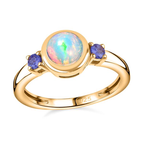 AA Nat&uuml;rlicher, &auml;thiopischer Welo Opal, Tansanit Ring 925 Silber vergoldet (Gr&ouml;&szlig;e 16.00) ca. 0,74 ct image number 5