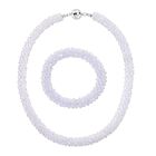 2er Set - Wei&szlig;er Kristall Halskette und Armband