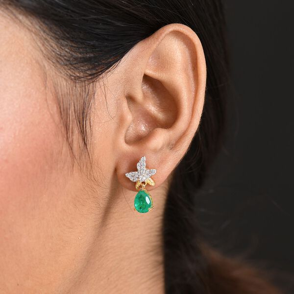 D'Joy Smaragd Triplett Quarz und Zirkon zweifarbige Ohrringe - 2,84 ct. image number 3