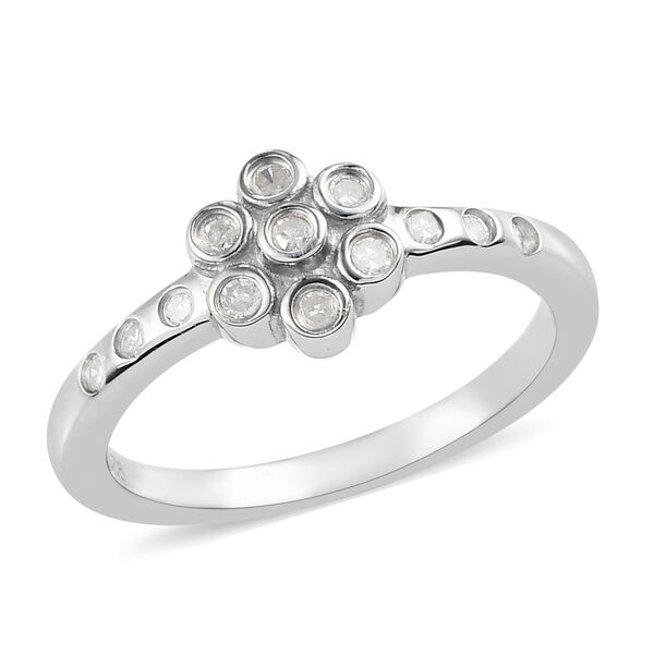 Weißer Diamant P Ring 925 Silber Platin-Überlagerung ca. 0,16 ct. image number 4