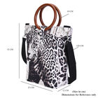 Handtasche mit Holzgriffen und Leopardenmuster, Schwarz und weiß image number 4