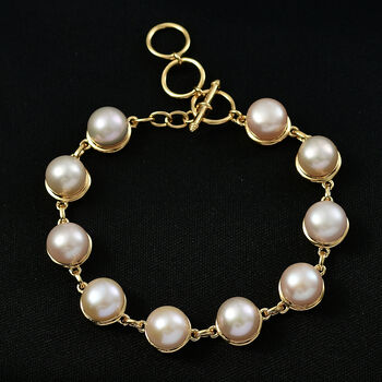 EverTrue S&uuml;&szlig;wasser Perle 19cm Armband in Goldton