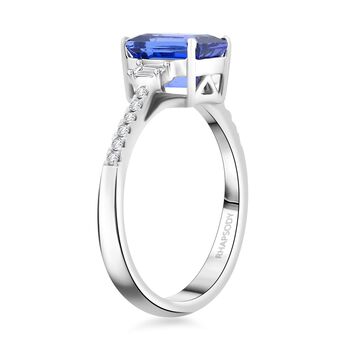 RHAPSODY zertifiziert und gepr&uuml;ft AAAA Tansanit und VS-EF Diamant Ring in 950 Platin - 2,05 ct.