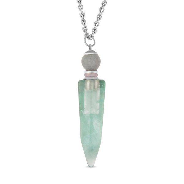 Grüner Fluorit Pendel Anhänger mit Kette, ca. 36.50 ct image number 0