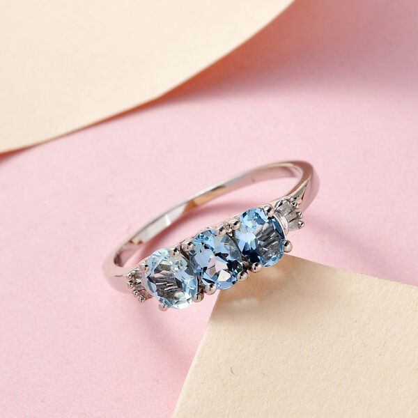 AA Santamaria Aquamarin und wei&szlig;er Diamant-Ring, 0,97 ct. image number 2