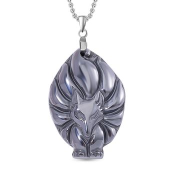 Terahertz Neunschw&auml;nzige-F&uuml;chsin-Anh&auml;nger mit Kette, Messing und Edelstahl ca. 75.00 ct