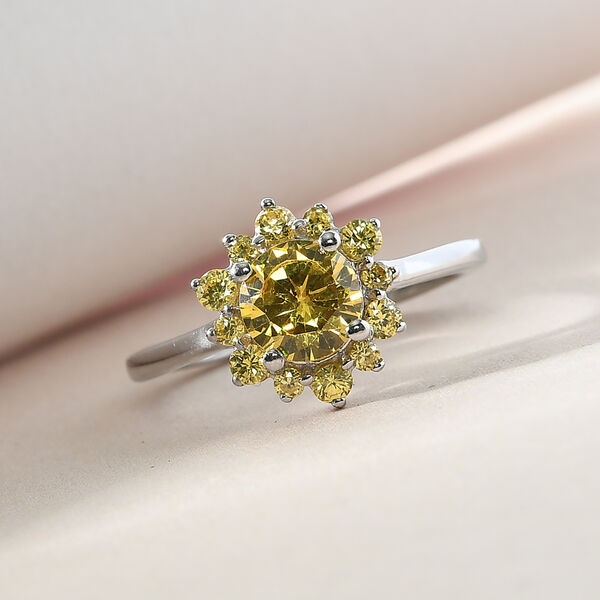 LUSTRO STELLA - Gelber Zirkonia Ring 925 Silber platiniert  ca. 1,85 ct image number 2