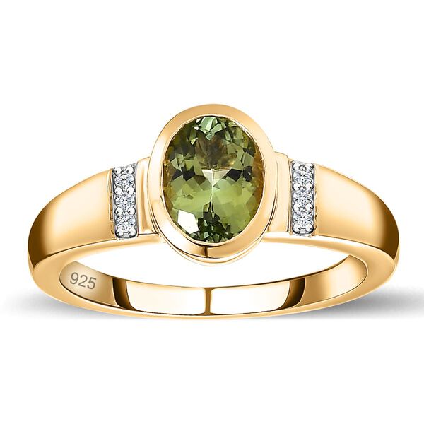 Nat&uuml;rlicher AAA Calabar-Turmalin, Wei&szlig;er Diamant Ring, 585 Gold (Gr&ouml;&szlig;e 19.00) ca. 1.30 ct image number 4