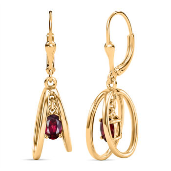 D'Joy AA Nat&uuml;rlicher Rhodolith Granat Ohrringe 925 Silber 750 Gelb Vergoldet ca. 1,16 ct.