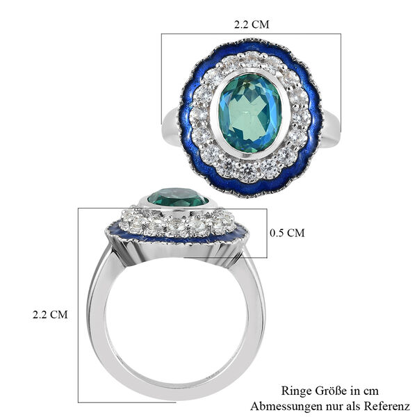 Pfau Triplett Quarz und Zirkon Ring 925 Silber platiniert image number 7