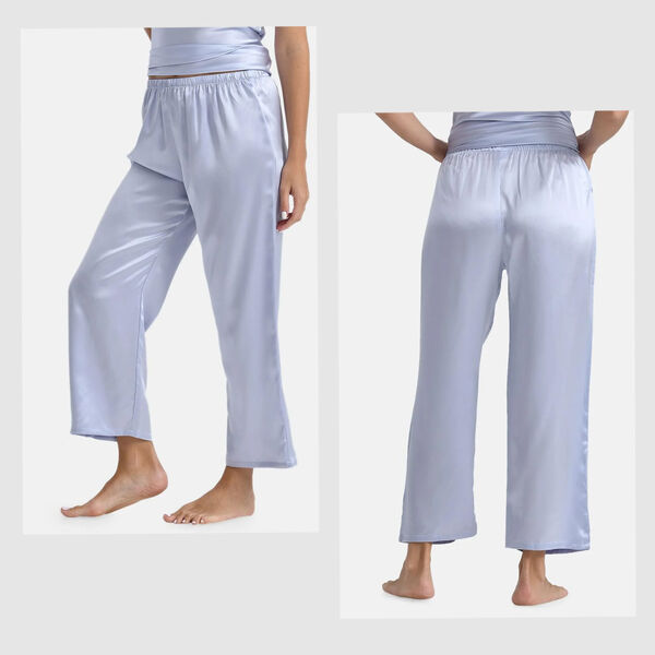 LA MAREY Seidenhose lang aus 100% Maulbeerseide, Blau, S image number 0