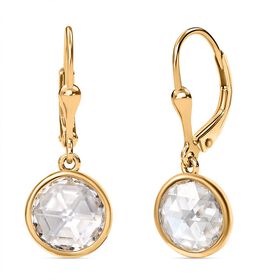Moissanit Ohrringe, 925 Silber 750 Gelbgold Vermeil - 4,96 ct.
