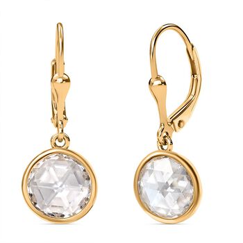 Moissanit Ohrringe, 925 Silber 750 Gelbgold Vermeil - 4,96 ct.