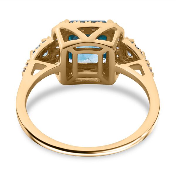 AAA blauer Zirkon und Diamant-Ring in 585 Gold - 5,05 ct. image number 5