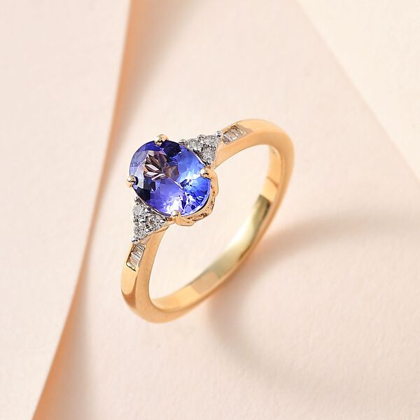 AA Tansanit und Diamant Ring in 585 Gelbgold - 1,48 ct. image number 9