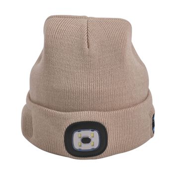 Strickm&uuml;tze mit LED Licht, Beige