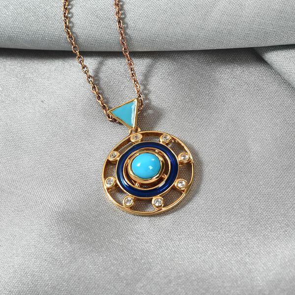 Nat&uuml;rlicher Sleeping Beauty T&uuml;rkis und Zirkon-Anh&auml;nger - 1,16 ct. image number 2