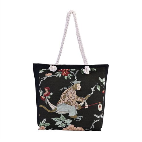 Jacquard gewebte Jute-Tasche, Suzani rot image number 0