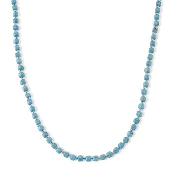 Blauer Howlit, Glas Halskette, flexibel, 316L Edelstahl 85.00 ct