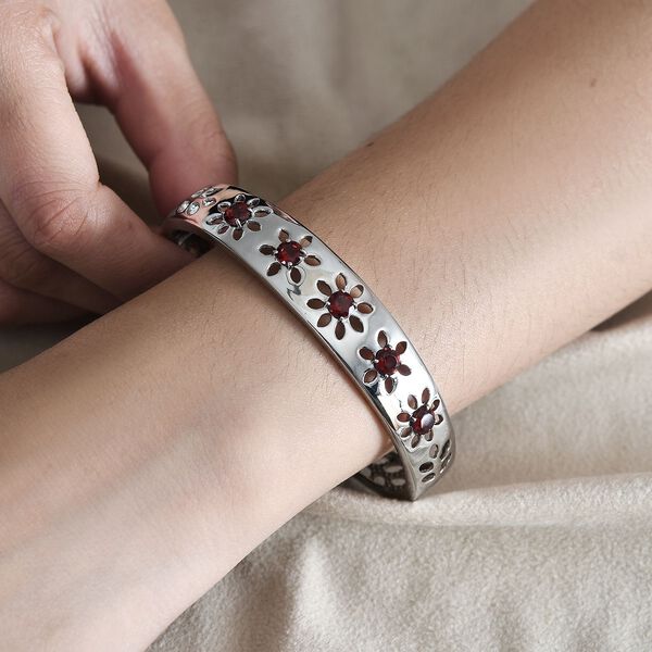 Roter Granat Armreif ca. 19 cm Edelstahl ca. 3.32 ct image number 3