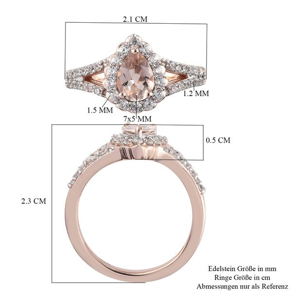 Morganit und Zirkon Ring 925 Silber Ros&eacute;gold image number 7