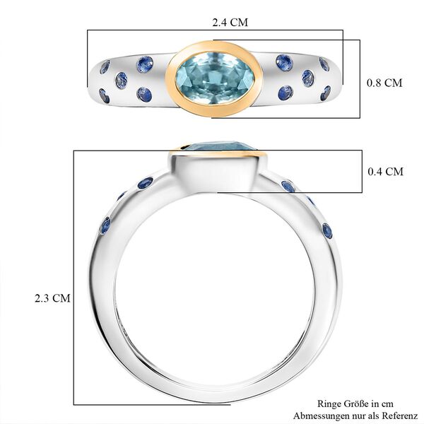 D'Joy Blauer Zirkon, Blauer Saphir Ring 925 Silber rhodiniert (Gr&ouml;&szlig;e 19.00) ca. 1,41 ct image number 7