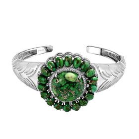 Grünes Türkis Armreif ca. 19 cm Edelstahl ca. 42.01 ct