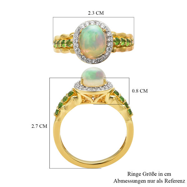 Natürlicher, äthiopischer Opal und natürlicher Chromdiopsid-Ring, 925 Silber Bicolor  ca. 1,80 ct image number 7