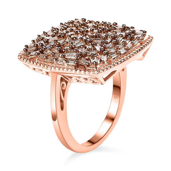 Nat&uuml;rlicher Champagner Diamant Ring, 925 Silber Ros&eacute;gold Vermeil (Gr&ouml;&szlig;e 17.00) ca. 1.00 ct image number 5