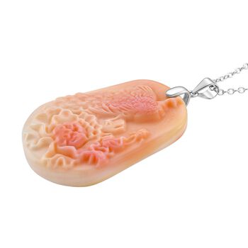 D'Joy Nat&uuml;rlicher Rosa K&ouml;nigsmuschel Perle Anh&auml;nger mit 50cm Kette - 44 ct.