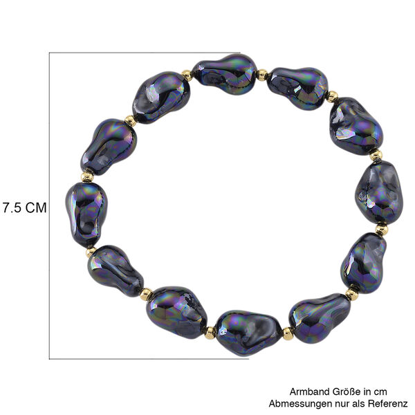 Flexibles, pfauenfarbenes Muschelkernperle Armband image number 4