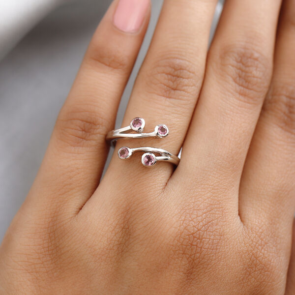 Rosa Turmalin Bypass Ring 925 Silber platiniert  ca. 0,38 ct image number 3