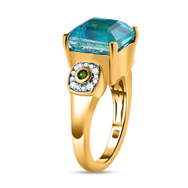 Paraiba Pfau Triplett Quarz, nat&uuml;rlicher Chromdiopsid und Zirkon-Ring - 6 ct. image number 3