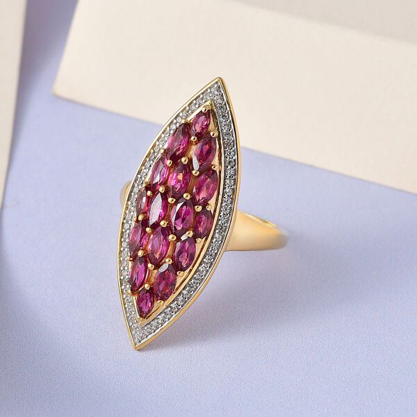 Rhodolith Granat und Zirkon Cocktail Ring - 3,01 ct. image number 2