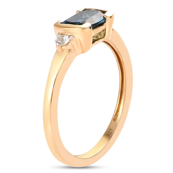 London Blau Topas und Zirkon Ring 925 Silber vergoldet image number 5