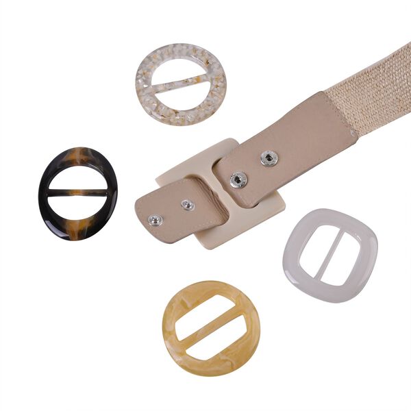 Elastischer Gürtel mit 5 Harz-Schnallen, Weiß image number 7