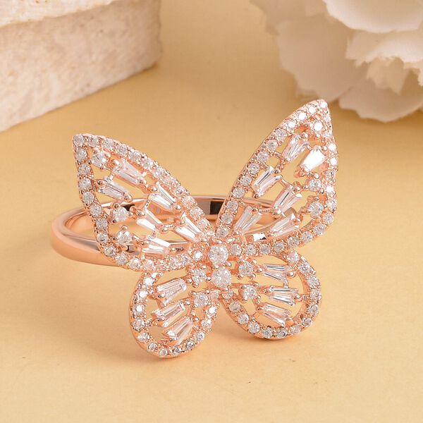 Weißer Zirkonia-Ring, (Größe 17.00), ca. 1,56  roséfarben 1.56 ct image number 2