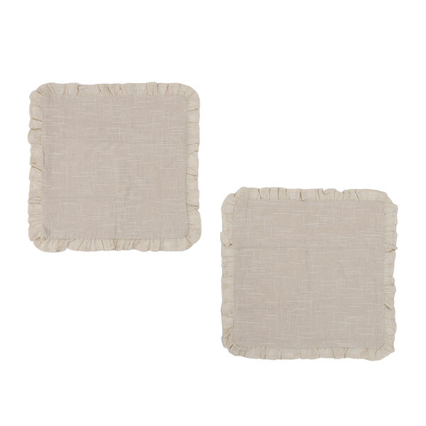 2er-Set unifarbener Kissenbezug mit R&uuml;schen, Gr&ouml;&szlig;e 50,8x50,8 cm, Buttercreme image number 2
