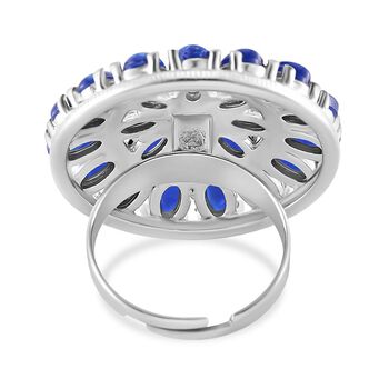 Simulierter blauer Opal Ring, flexibel (Gr&ouml;&szlig;e 17.00-19.00), 316L Edelstahl