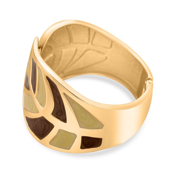 Emaille-Armband in Hellbraun mit goldfarbenem Blattmuster, ca. 17 cm image number 5