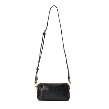 Chaos by Elsie - 100% Echtleder Crossbody Tasche mit RFID schutz und Schlangen-Pr&auml;gung, 19x11 cm, Schwarz