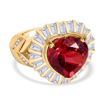 GP Amore Kollektion - Synthetischer Padparadscha Saphir, Zirkon und blauer Saphir Ring - 10,24 ct.