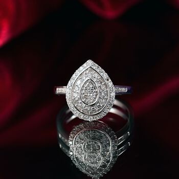 LUXURIANT DIAMOND - Lab Grown Diamant SI-GH SGL zertifiziert Ring 925 Silber rhodiniert (Gr&ouml;&szlig;e 19.00) (10-15 Werktage Lieferzeit) ca. 0.50 ct