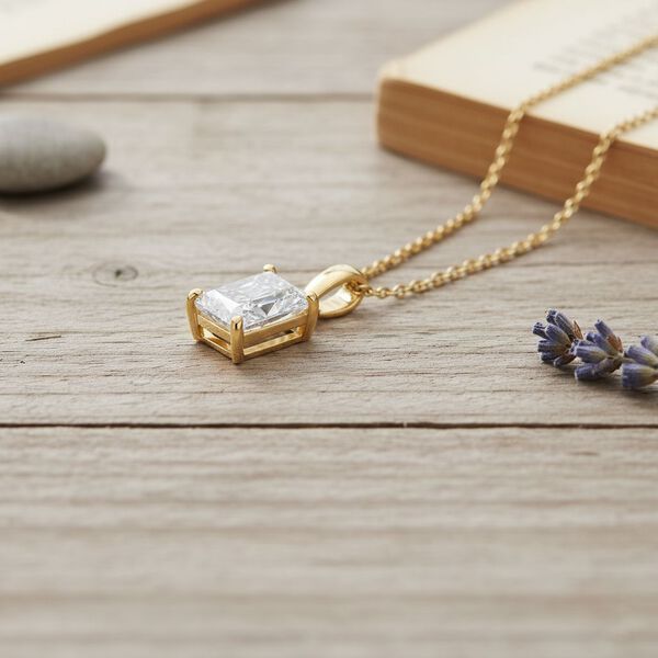 LUXURIANT SGL zertifizierter SI-GH Labor Diamant Anh&auml;nger mit 50cm Kette, 925 Silber 750 Gelbgold Vermeil - 1 ct. image number 1