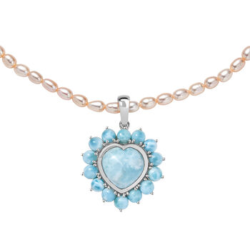 D'Joy Larimar Schmuckset ca. 50 cm 925 Silber rhodiniert