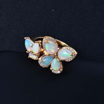 AA Nat&uuml;rlicher, &auml;thiopischer Welo Opal und Zirkon Ring - 2,12 ct.