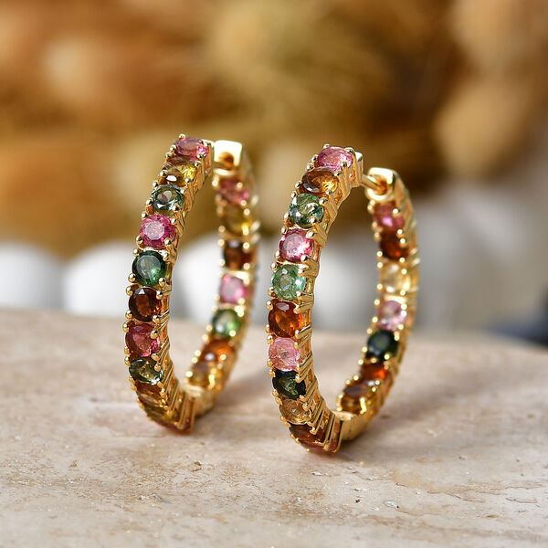 D'Joy AA Mehrfarbig-Turmalin Ohrringe 925 Silber 750 Gelbgold vermeil ca. 4.28 ct image number 1