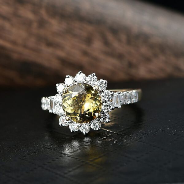 LUXURIANT DIAMOND - AAA Nat&uuml;rlicher goldener Tansanit, Lab Grown Diamant Ring 417 Gold (Gr&ouml;&szlig;e 16.50) ca. 2,95 ct image number 1